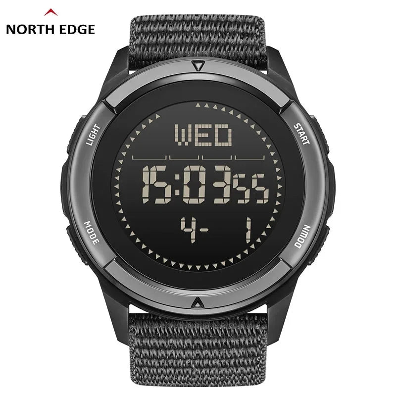 NORTH EDGE ALPS 45MM Men's Outdoor Sports Watch Waterproof Compass Metronome Carbon Fiber Case Nylon Strap