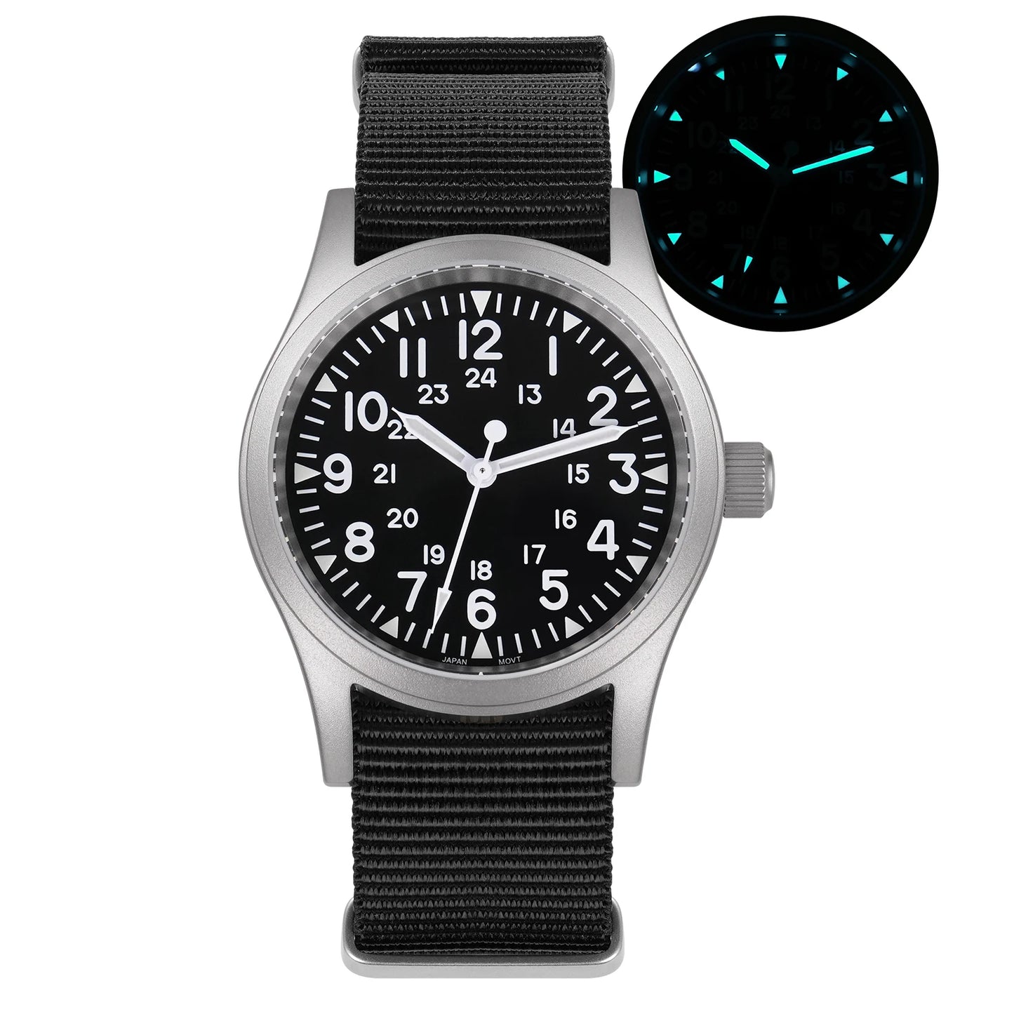 Militado ML05 Vintage Quartz Watch 38mm with VH31 Movement, Domed Sapphire Crystal, AR Coating & Luminous Dial