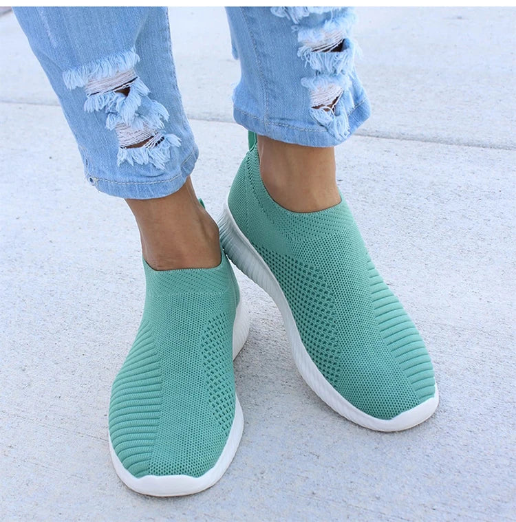 Women’s Fashion Sneakers — Casual Walking Flat Platform Sock-Style Chunky Slip-On Shoes