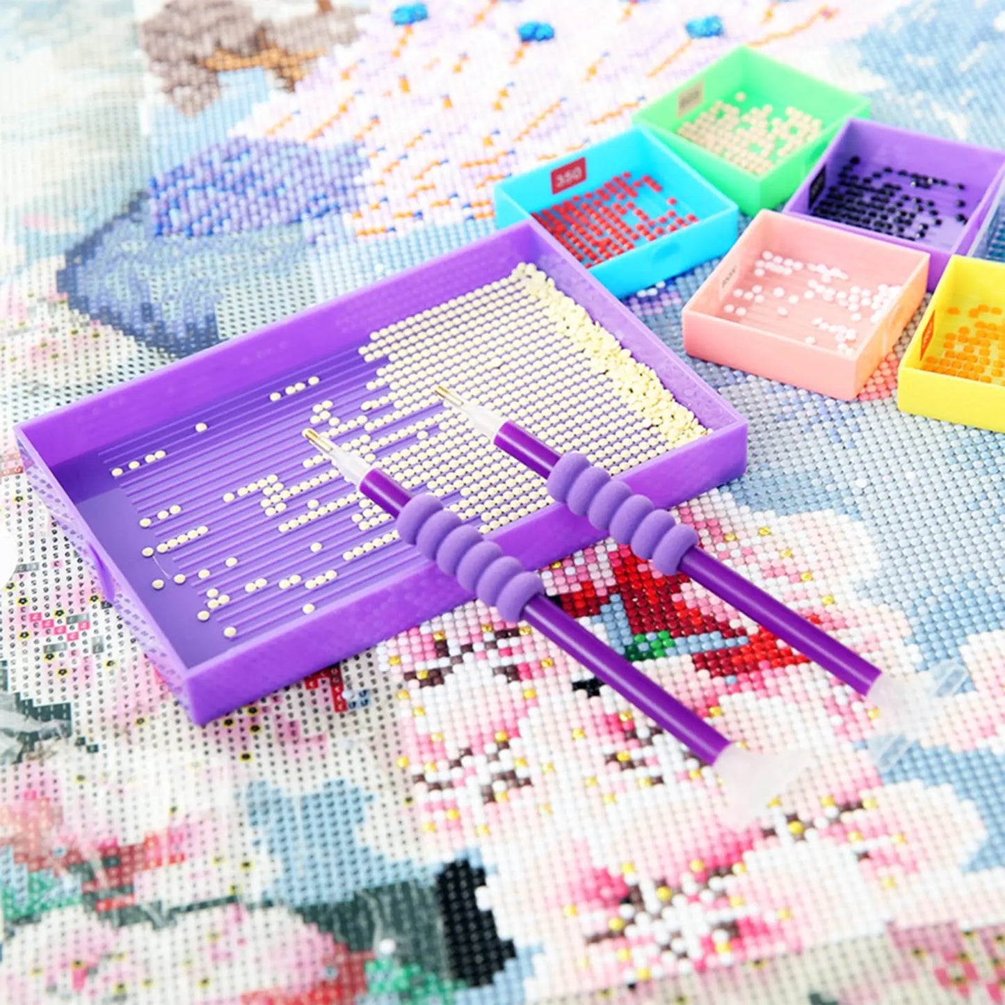 6-Grid Diamond Painting Accessory Tray Kit – Large Capacity Plate for Nail Art, Beading, and Cross Stitch