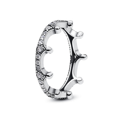 925 Sterling Silver Women’s Ring – Crown, Heart & Wishbone Design with Crystal, Rose Gold Engagement & Wedding Jewelry