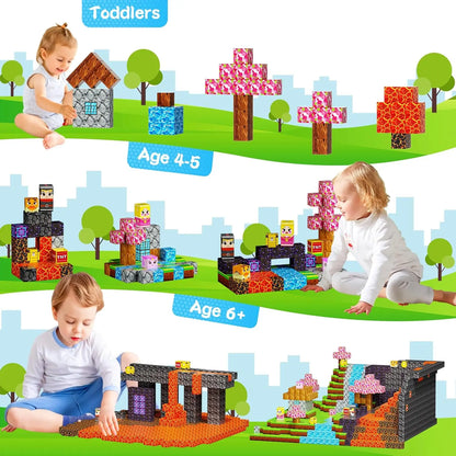 Magnetic Building Blocks – Mine World Magnet Cube STEM Toy for Kids 3+, DIY Montessori Sensory Model for Boys & Girls