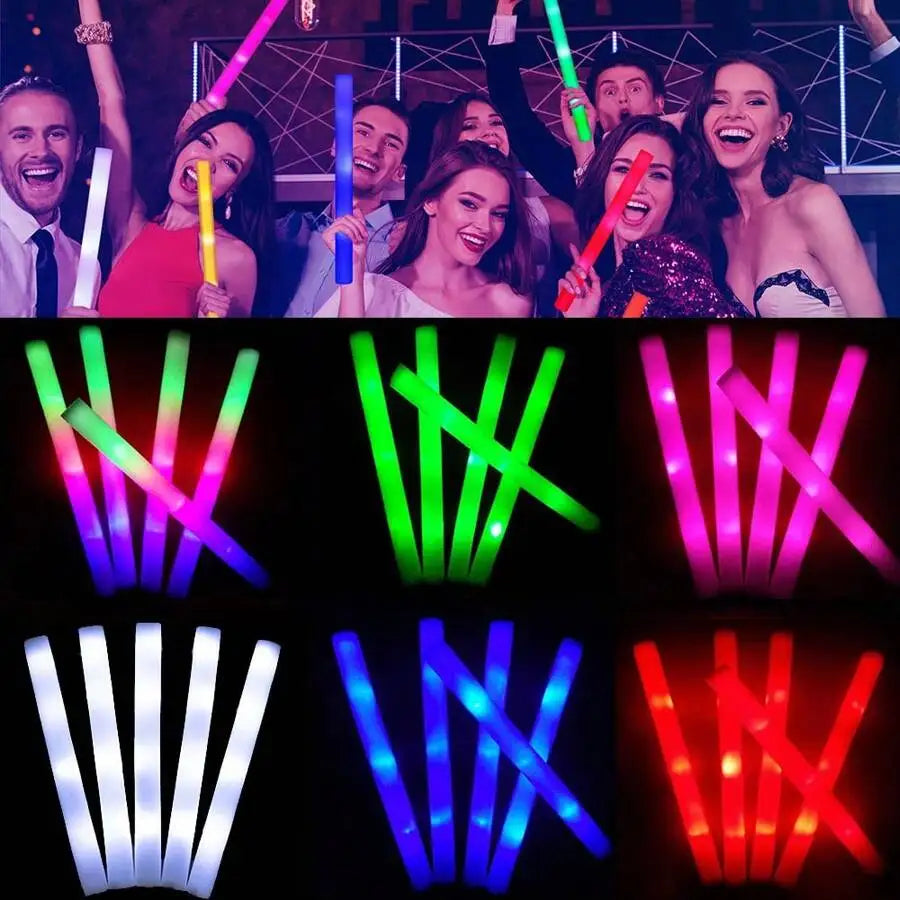 30Pcs Foam Glow Sticks – Colorful LED Flashing Glow Sticks with 3 Modes for Parties, Weddings & Concerts
