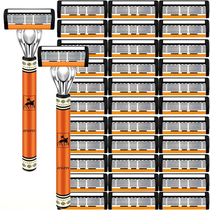 Men’s 6-Layer Safety Razor Set – High-Quality Sharp Stainless Steel Shaver with Replaceable Blades