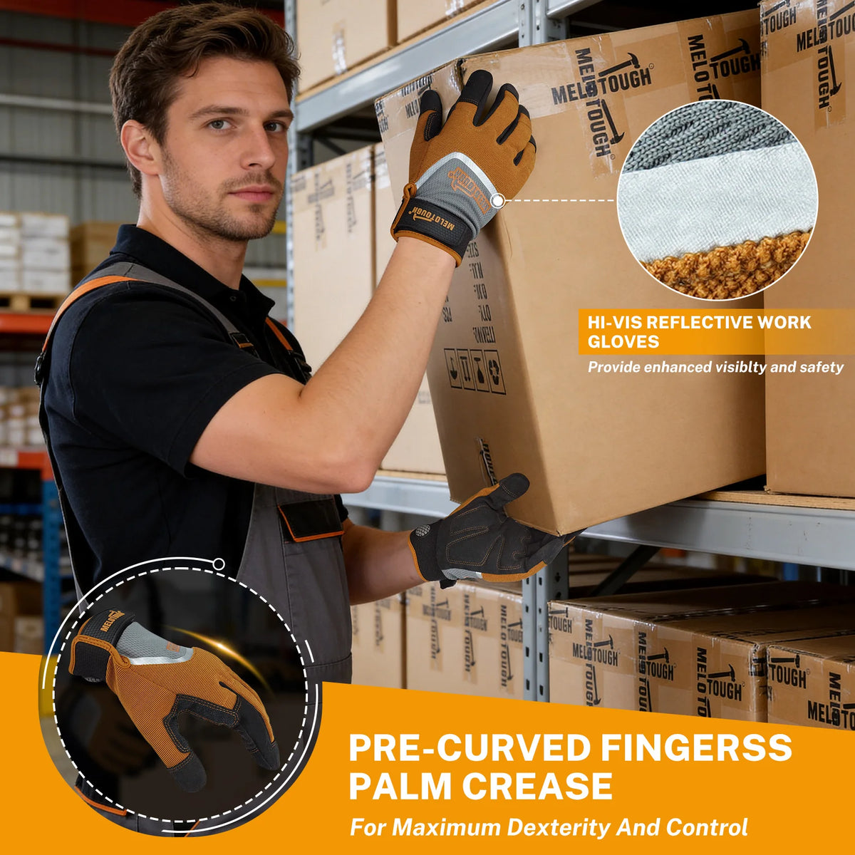 Heavy-Duty Work Gloves - Breathable Touchscreen Mechanic, Gardening & Warehouse Gloves for Men & Women