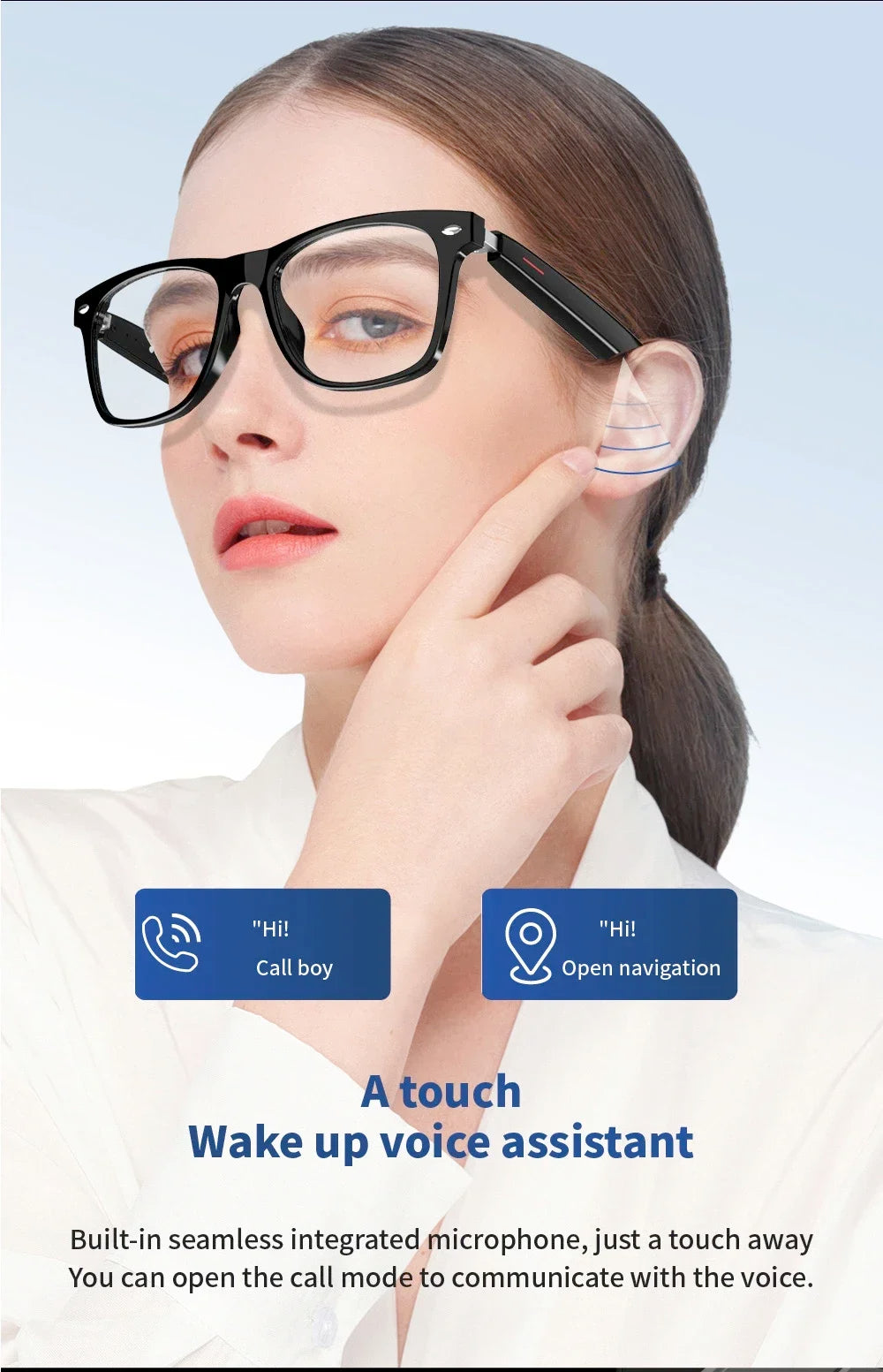 Hiwego Camera Smart Music Sunglasses – Wireless Bluetooth Headset with HIFI Sound, Earphones, Hands-Free Call & Driving Glasses