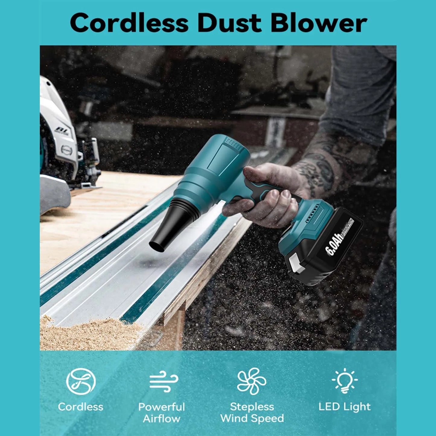 Cordless Turbo Air Blower – Handheld Portable Electric Leaf & Dust Blower for Makita 18V Battery, 300M/S Wind Speed