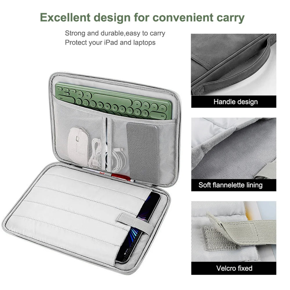 Tablet Sleeve Bag - Portable Pouch Case Compatible with Samsung Galaxy Tab S7 FE, S8, S9 Plus, A8, S6 Lite and Xiaomi Pad 5, 6 Pro, Redmi Pad SE