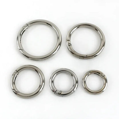 10Pcs Metal O Ring Spring Clasps - 10-38mm Openable Round Carabiner Snap Hooks for Keychains, Bags & DIY Jewelry Accessories