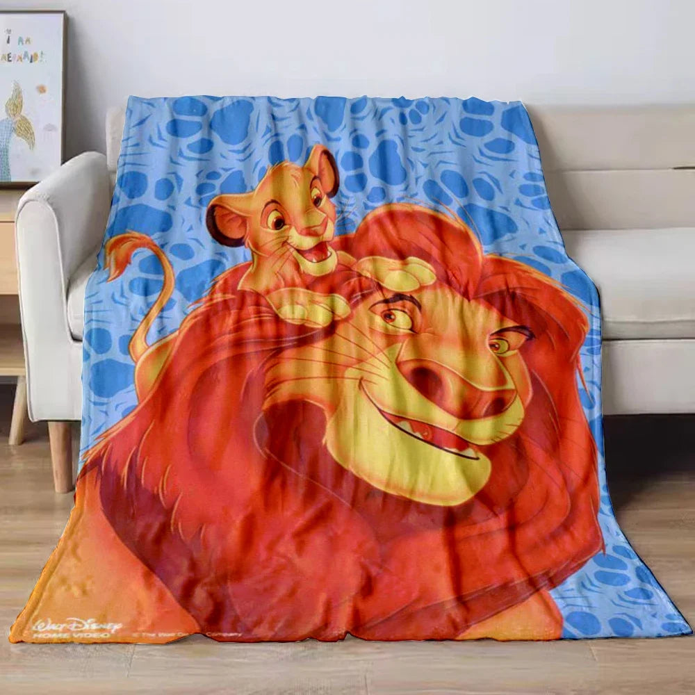 Lion King Simba Cartoon Flannel Blanket – Soft Cozy Throw for Sofa, Bed, Car, Camping, Travel & Kids Gift