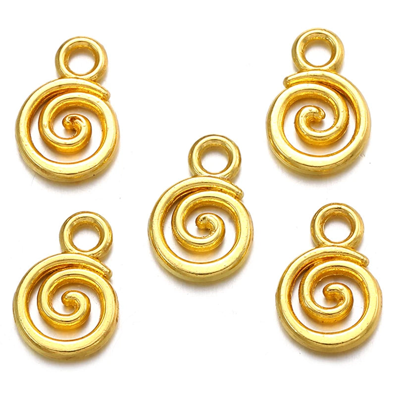 40pcs Swirl Alloy Charms - 6-Color Metal Pendants for DIY Handmade Jewelry Making & Accessories