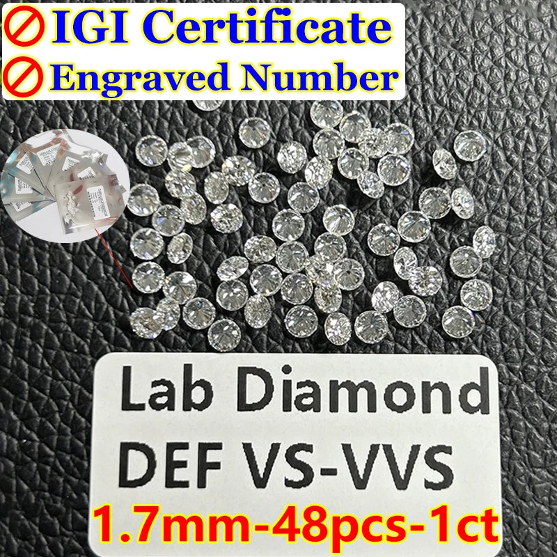 0.1–5CT Super White Lab-Grown Diamond Loose — IGI/GIA Certified, HPHT & CVD, DEFG VVS-SI, Diamond Tester Approved for Wedding Jewelry