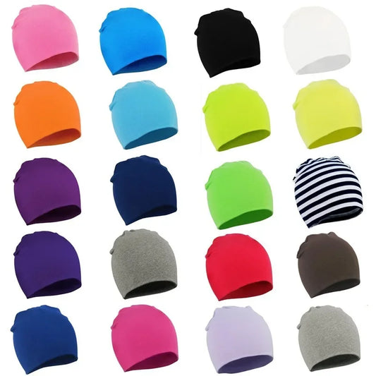 Baby Cotton Beanie Hat - Soft Candy Color Cap for Newborns, Toddlers & Kids