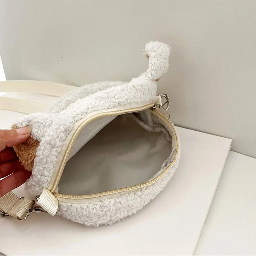 Kawaii Plush Polyester Phone Purse – Women’s Small Crossbody Shoulder Bag for Shopping & Outdoors