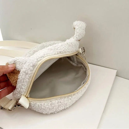 Kawaii Plush Polyester Phone Purse – Women’s Small Crossbody Shoulder Bag for Shopping & Outdoors