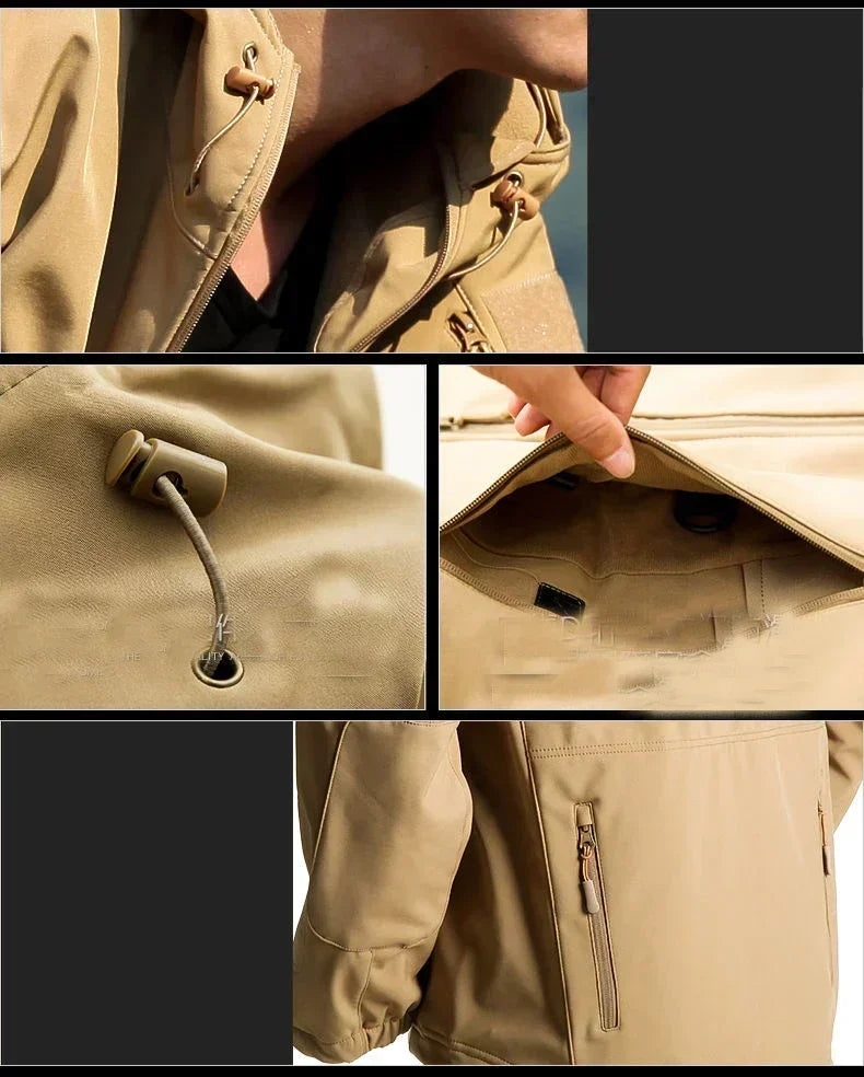 Men's Tactical Winter Set – Windproof Waterproof Soft Shell Jacket & Sharkskin Work Pants | Multi-Pocket Outdoor Suit