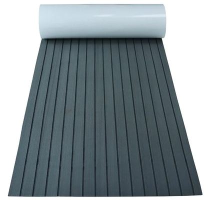 2400*450mm EVA Foam Faux Teak Boat Deck Mat – Waterproof Marine Flooring for Yachts, Motorboats & Pontoons in Brown/Black