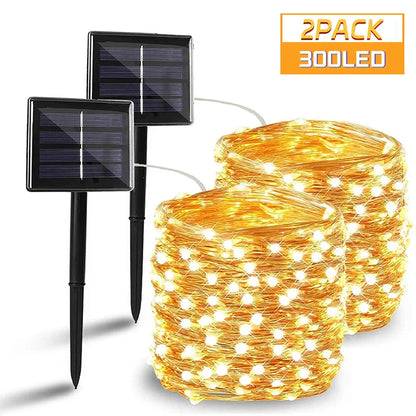 Solar LED Fairy String Lights – 7m/12m/22m/32m Outdoor Waterproof Garland with 8 Modes – Party, Wedding, Christmas Decoration Lamp