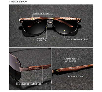 KINGSEVEN Polarized Pilot Sunglasses – UV400 HD Lens Aluminum Frame Photochromic Night Vision Eyewear for Men & Women