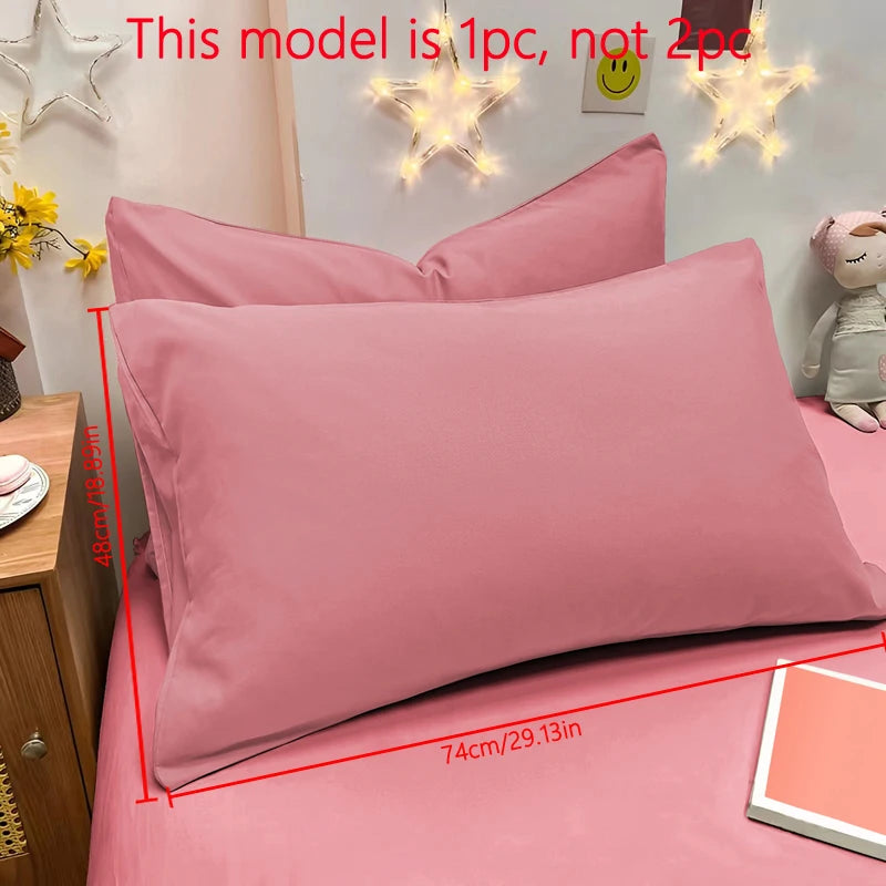 Matte Solid Color Pillowcase - Soft Pocket Sealed Bedroom Bedding Cover