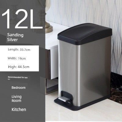 Stainless Steel Pedal Trash Can – Large Home & Living Room Trash Bin with Lid, Nordic Style Bathroom Waste Bin