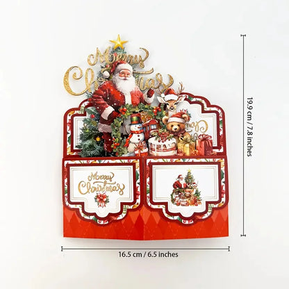 Christmas Party Greeting Cards — 3D Pop-Up Santa Card w/ Envelope | Merry Christmas & New Year 2026