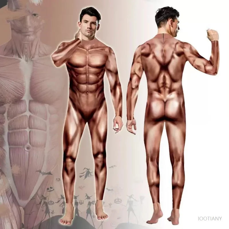 Mechanical Muscle Zentai Bodysuit — Men’s Halloween Punk Cosplay & Carnival Costume 2025
