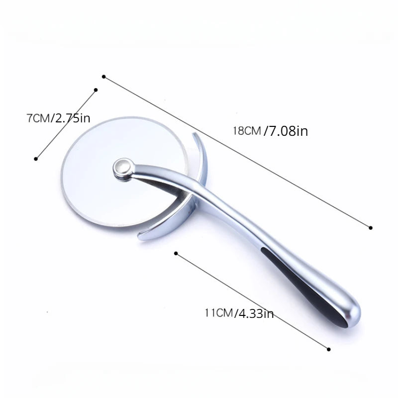 Stainless Steel Pizza Cutter with Zinc Alloy Handle – Single Wheel Cake, Bread, and Pie Slicer for Kitchen Baking