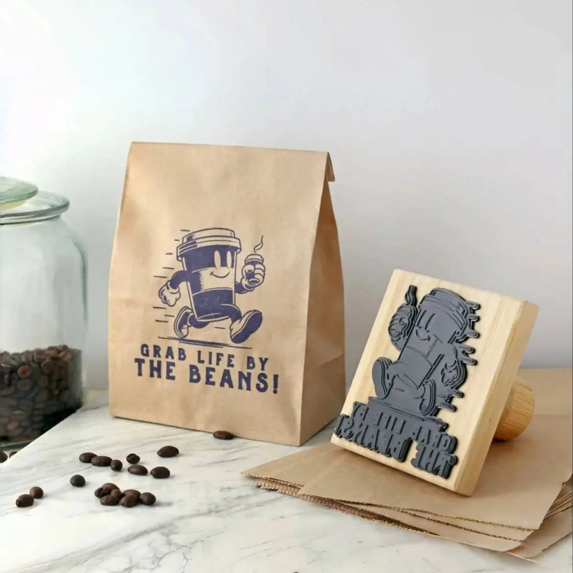 Custom Wooden Logo Stamp – Personalized Self-Inking Rubber Stamp for Wedding, Party, Packaging, Company Name & Address