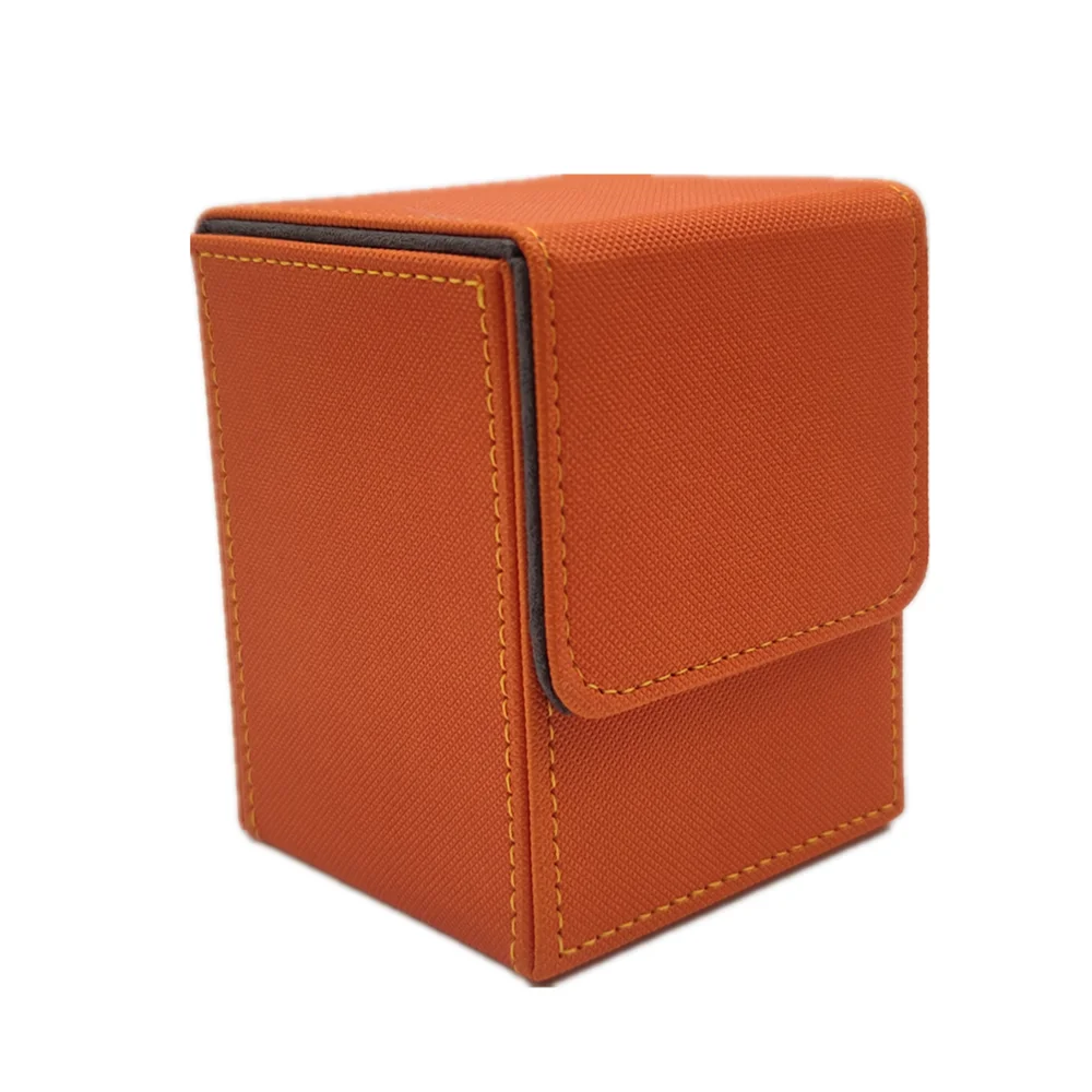 Leather Trading Card Deck Box - Single-Sleeve Storage Case for 100+ Cards