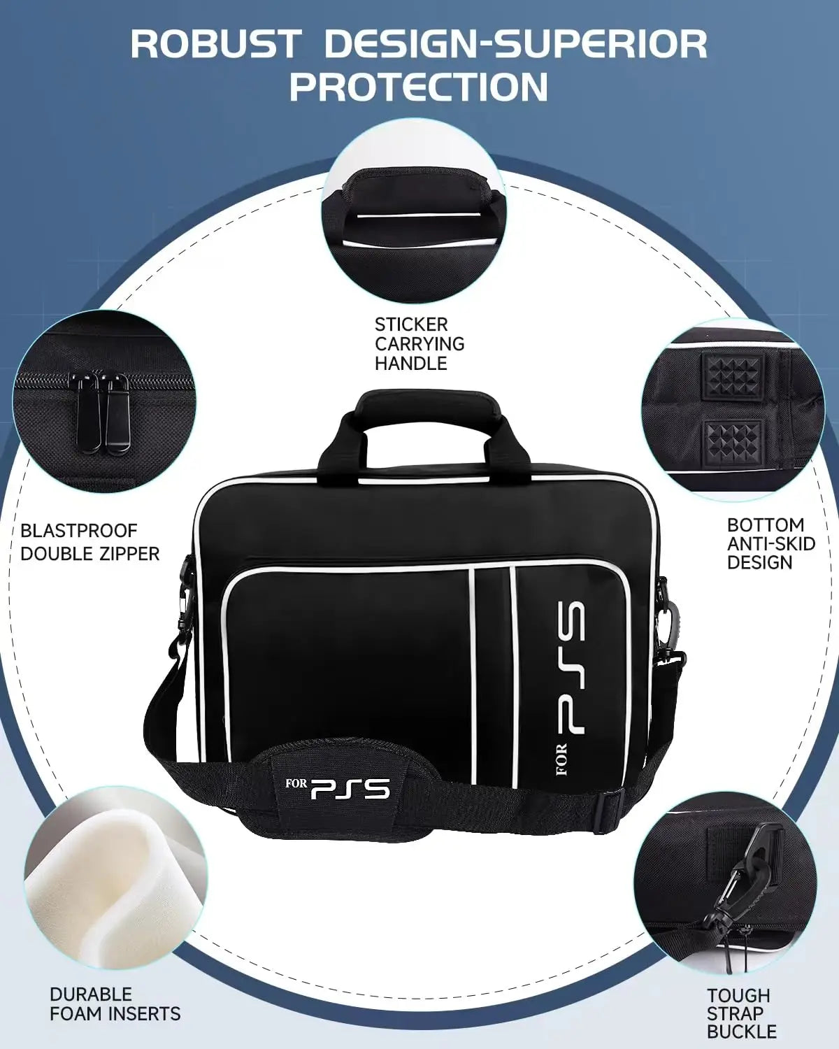 PS5 Travel Case - Protective Carry Bag for PS5 Disc/Digital Console, Controllers, Game Cards & Headset