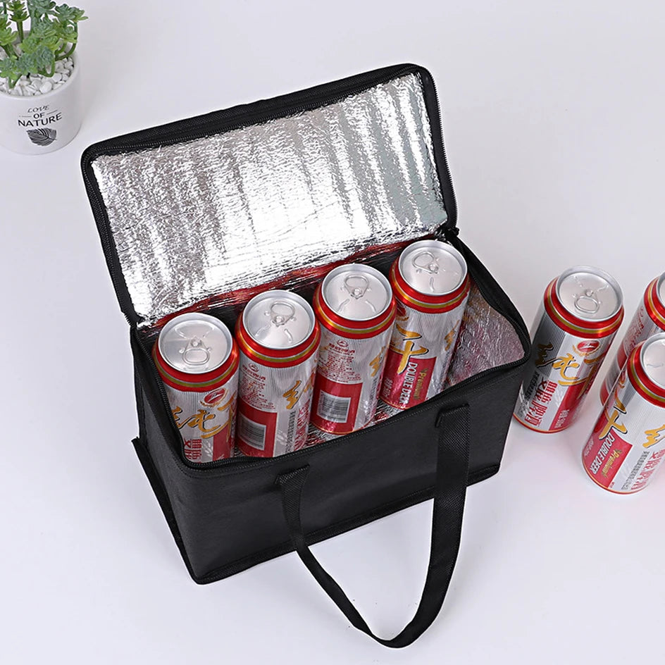Portable Insulated Lunch Cooler Bag – Folding Thermal Picnic Tote, Ice Pack Food & Drink Carrier, Beer Delivery Bag