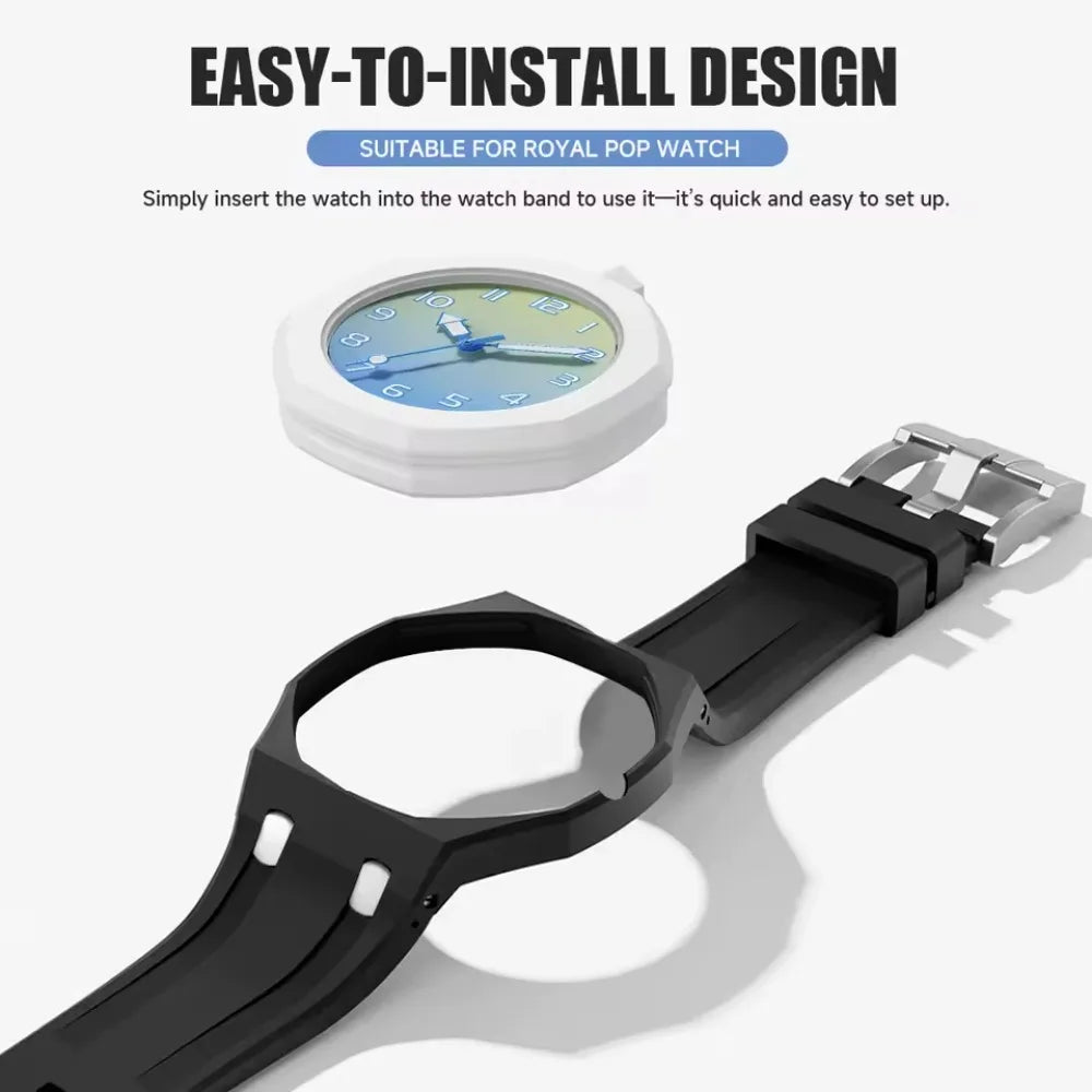 2-in-1 Swatch x AP Royal Pop Watch Conversion Kit - PC Case and Silicone Strap for Pocket-to-Wristwatch Modification