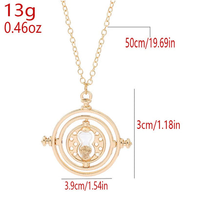 Harried Time-Turner Hourglass Necklace - 360° Rotatable Cosplay Pendant for Magic School Fans and Collectors