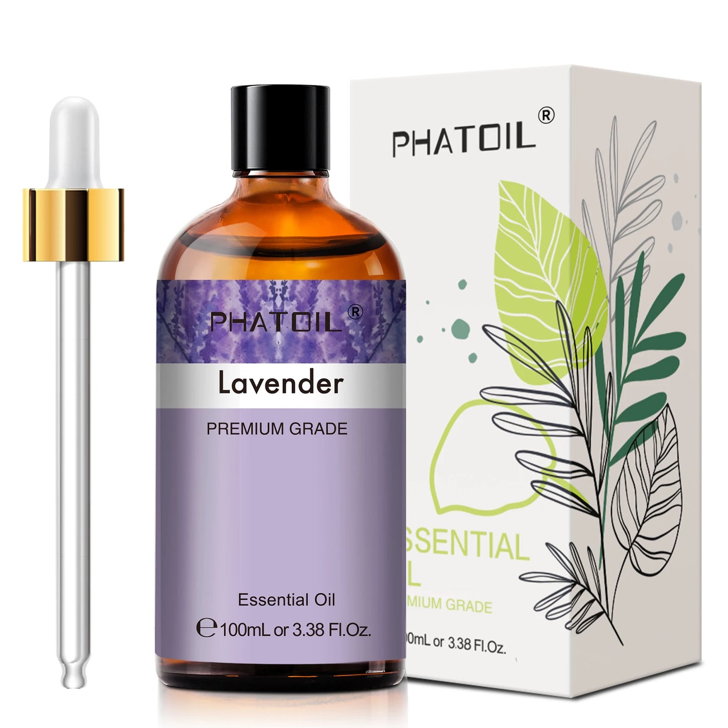 PHATOIL 100ml Aromatherapy Essential Oil Set – Lavender, Rose, Vanilla, Eucalyptus, Sandalwood & Pine Needles for Diffusers & Candle Making