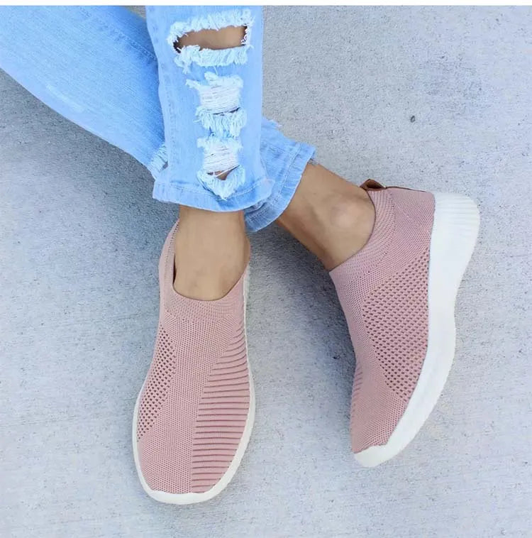 Women’s Fashion Sneakers — Casual Walking Flat Platform Sock-Style Chunky Slip-On Shoes