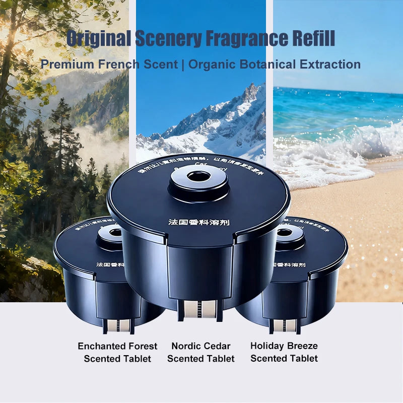 Solar Car Electric Aromatherapy Diffuser – AI Adjustable, Simulated Glacier Color, Alcohol-Free for Car, Home, Bedroom Gift
