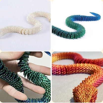 3D Printed Movable Joint Snake Figurine — Simulation Fidget Toy, Office Desktop Ornament, 2025 New Year Gift Craft