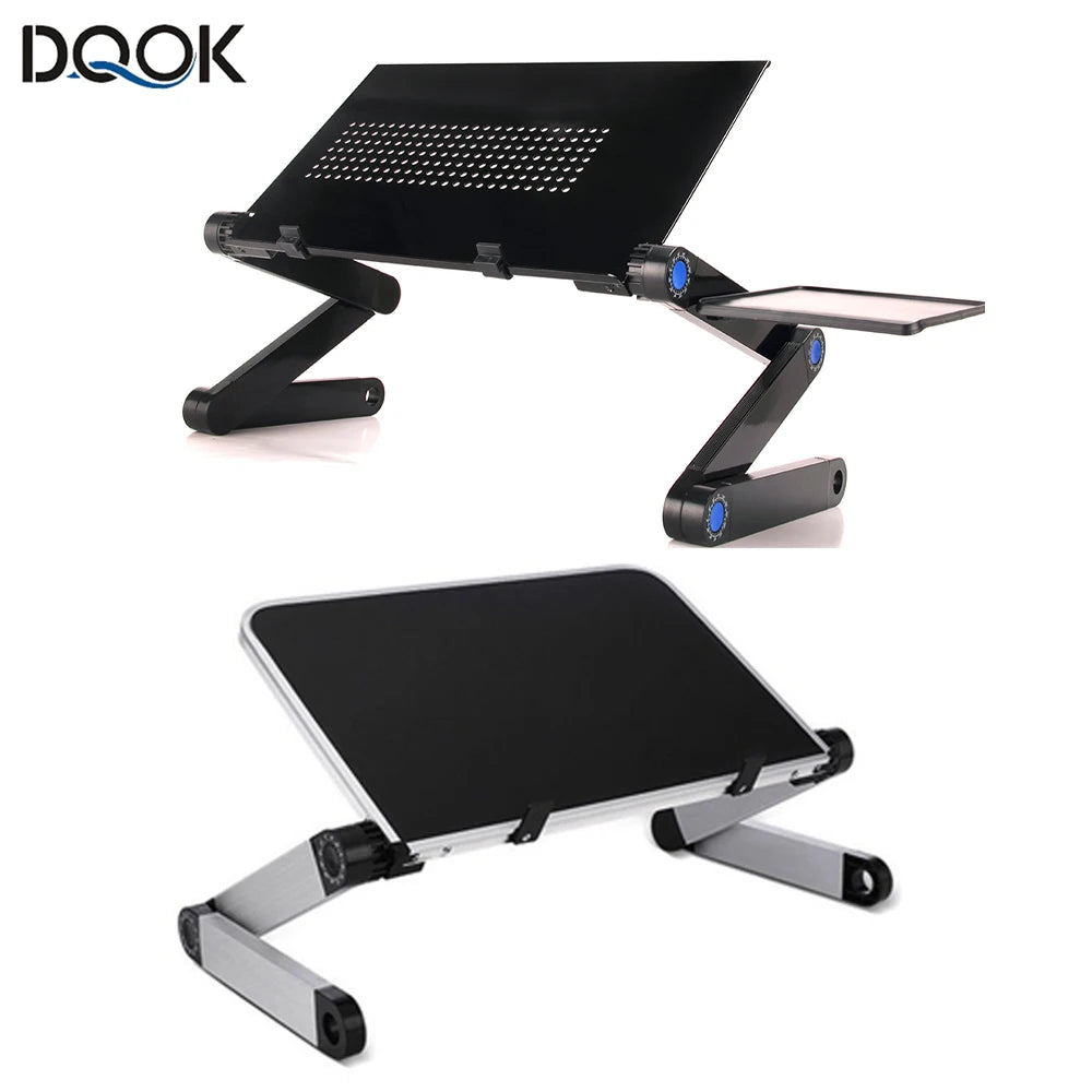 Adjustable Aluminum Laptop Desk Stand – Portable Ergonomic Lapdesk with Mouse Pad for Bed, Sofa & TV Use