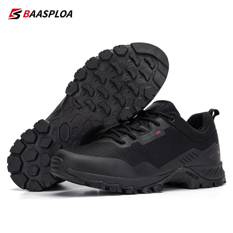 Baasploa Men's Waterproof Hiking Shoes – Anti-Skid, Wear-Resistant Outdoor Sneakers for Travel & Sports