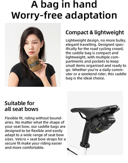 ROCKBROS Mini Bicycle Saddle Bag – Lightweight 0.35L Portable Multi-Function Cycling Handbag & Bike Accessory