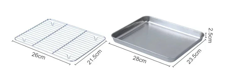 430 Stainless Steel BBQ Grill Pan - Oven Safe Square Roasting & Drip Tray