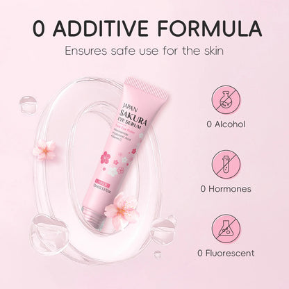 LAIKOU Sakura Eye Serum Roller — Hyaluronic Acid Moisturizing Cream for Eye Bags & Dark Circles, 15ml