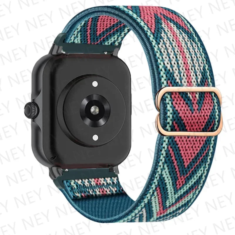 Nylon Elastic Watch Band for Amazfit GTS/GTR 4-3-2, Stratos & Bip Series – Bohemian Shiny Adjustable 20mm/22mm Strap