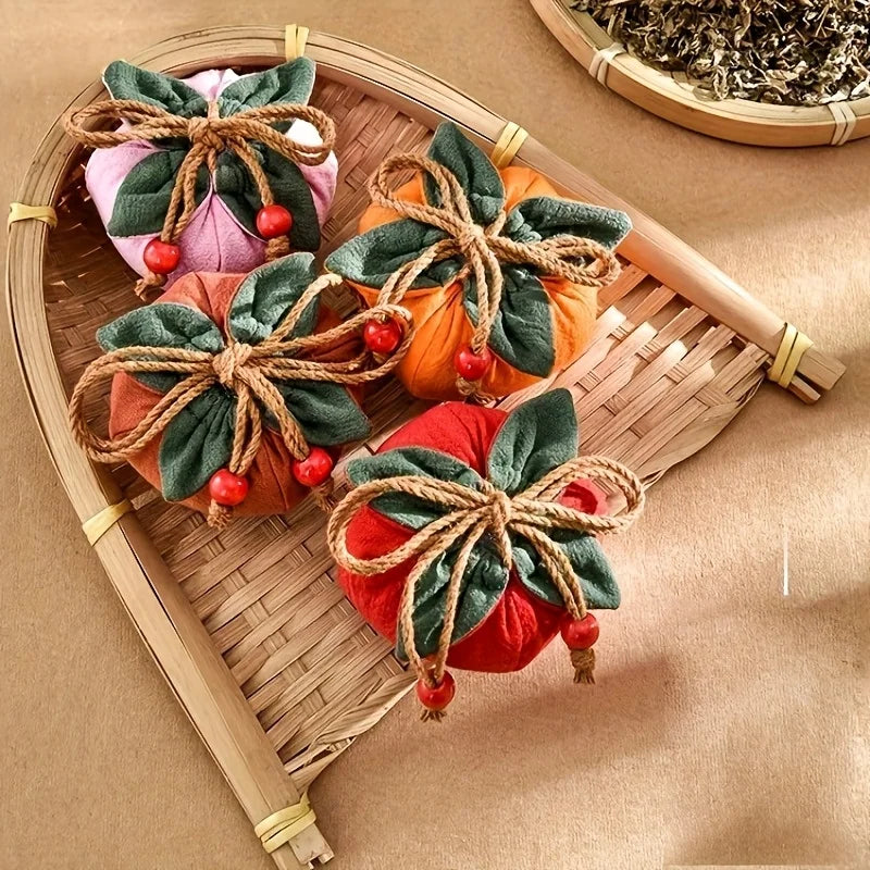 Persimmon Incense Bag - Hanging Car Rearview Mirror Blessing Pouch for Good Fortune and Decor