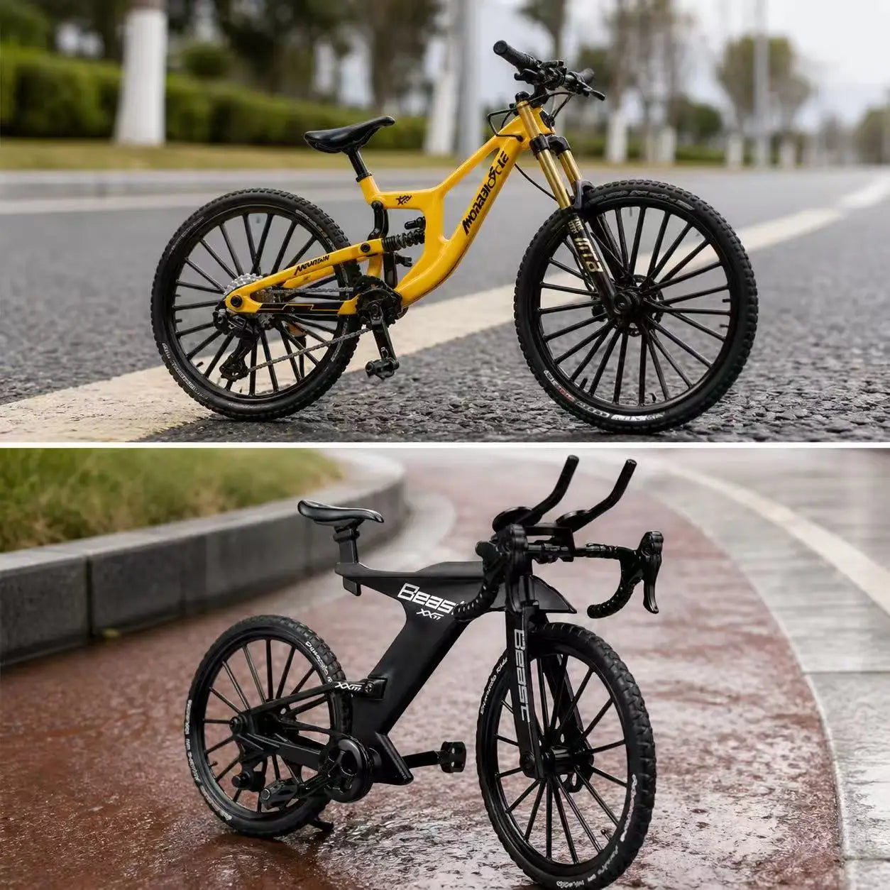 1:8 Dual Shock Downhill Mountain Bike Alloy Model - Soft Tail Metal Racing Toy & Birthday Gift