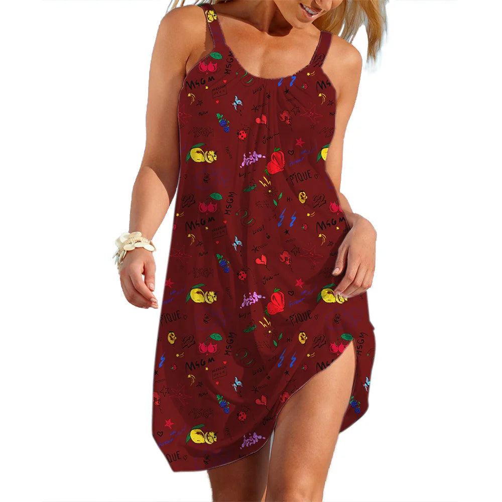 Women’s Summer Slip Dress - Floral Pastoral Style Sleeveless Loose Casual Streetwear Maxi Skirt