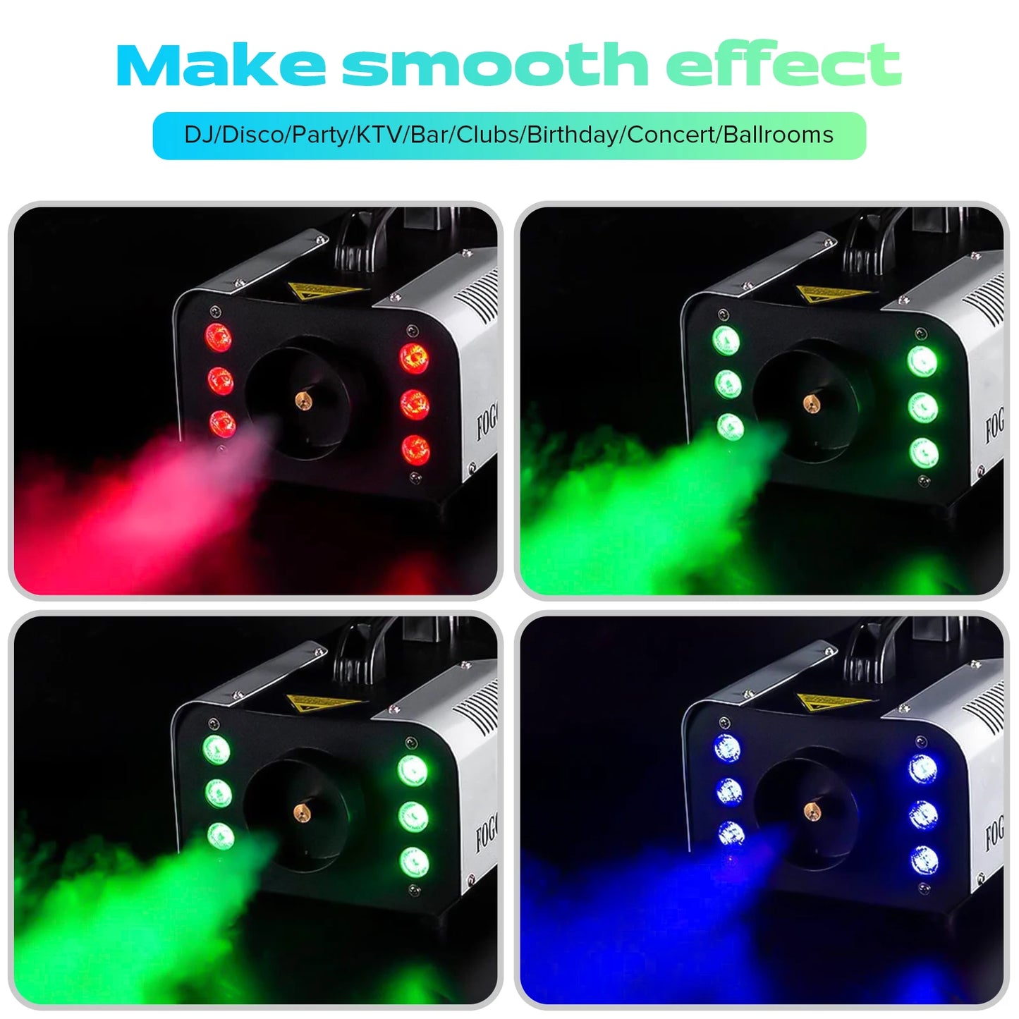 Somspot 1200W RGB LED Fog Machine with Remote Control - Haze Generator for DJ, Disco & Party Stage Effects