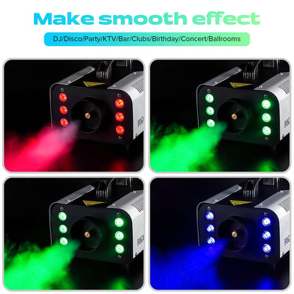 Somspot 1200W RGB LED Fog Machine with Remote Control - Haze Generator for DJ, Disco & Party Stage Effects