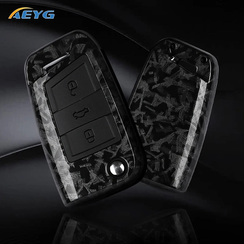 ABS Carbon Fiber Car Key Cover for VW, SEAT & Skoda – Fits Golf 7 MK7, Tiguan MK2, Ateca, Leon FR 2, Ibiza, Octavia